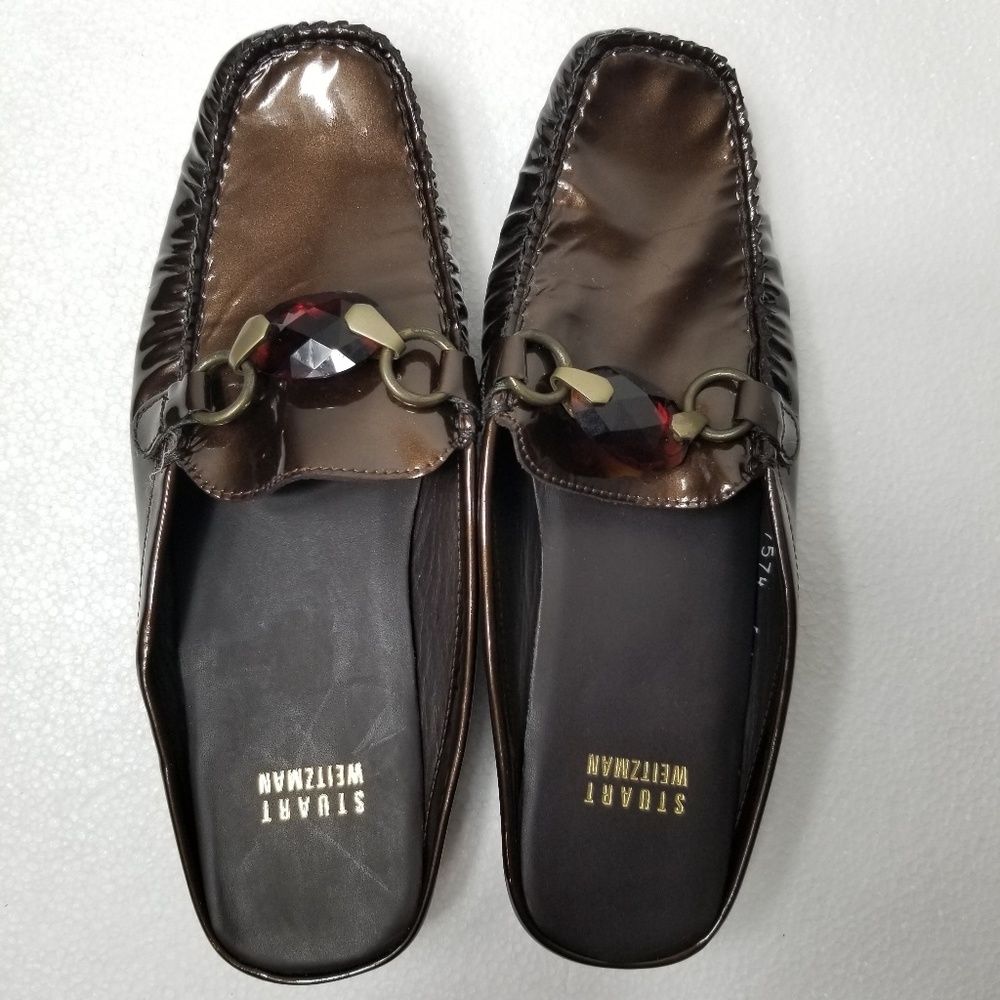 Stuart Weitzman Brown Slide On Flats With Diamond - image 1